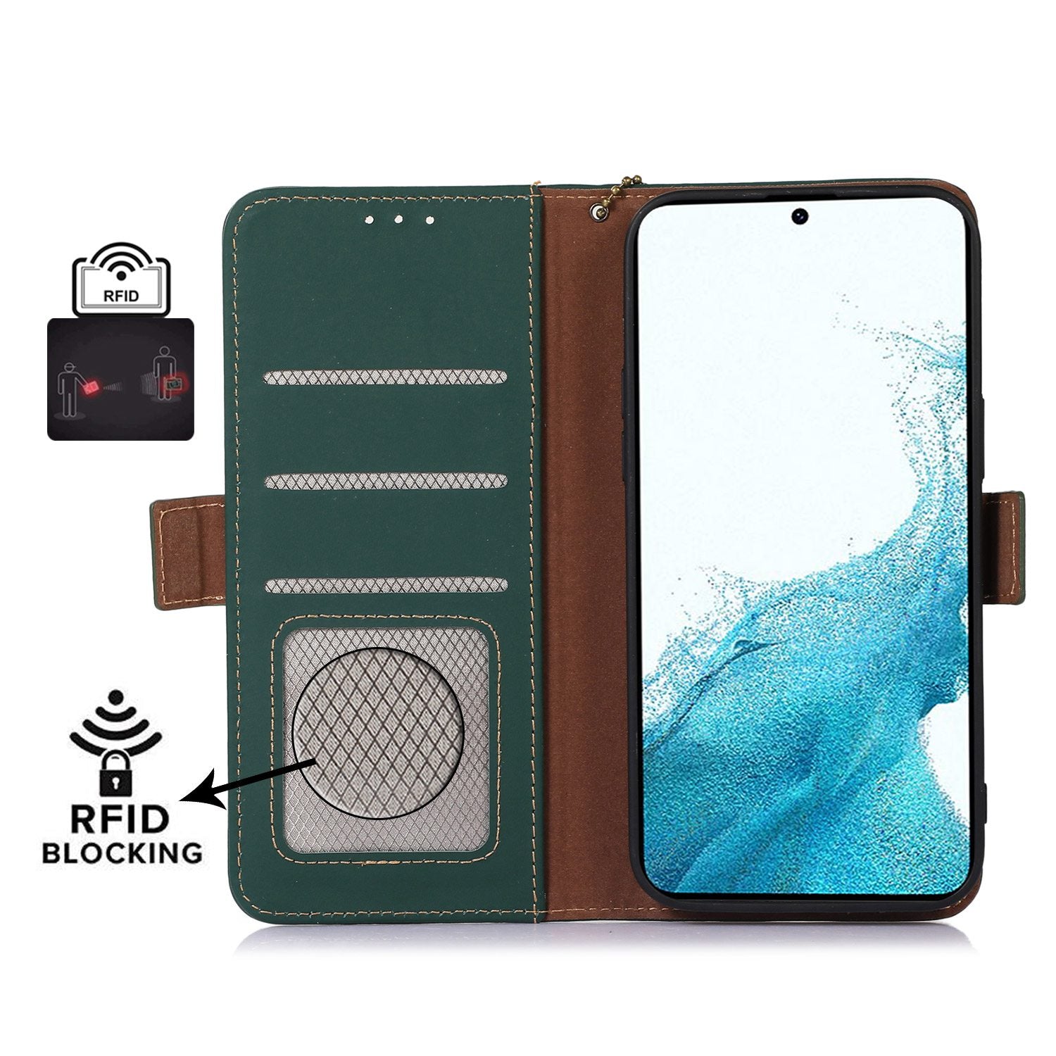 For Samsung Galaxy A05 4G Case RFID Blocking Genuine Cow Leather Flip Phone Cover For Samsung Galaxy A05 4G Case RFID Blocking Genuine Cow Leather Flip Phone Cover